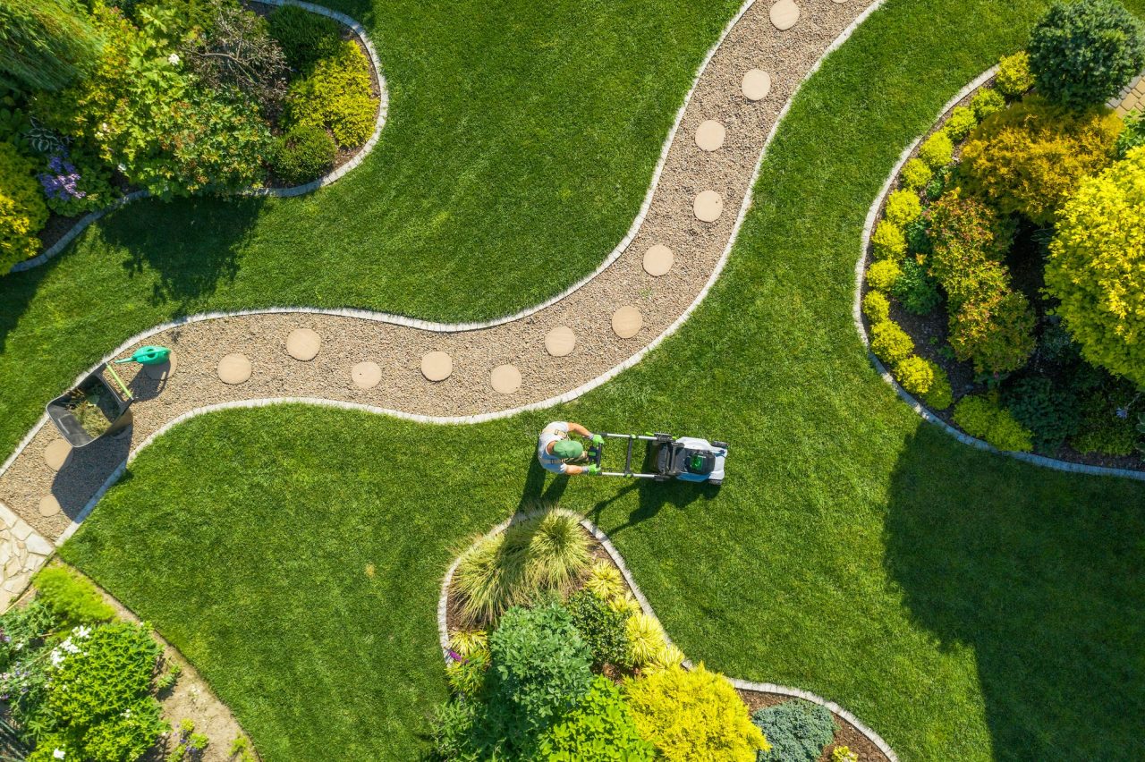 An aerial shot of a garden in Moe
